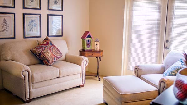 Cozy interior of a sitting area with decorative items