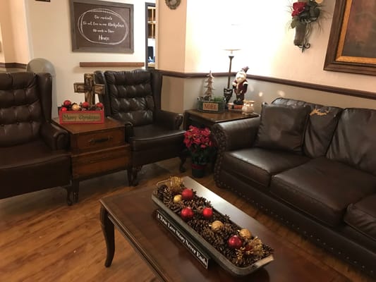 Cozy living room decorated for Christmas