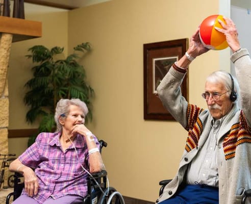 Residents engaging in an activity in a common area