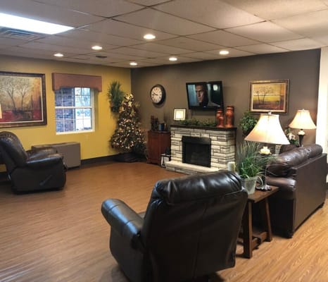 Cozy common area with seating and decorations