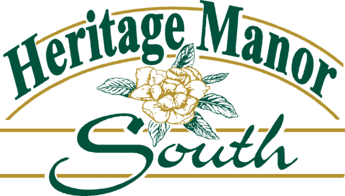 Heritage Manor South logo with floral design