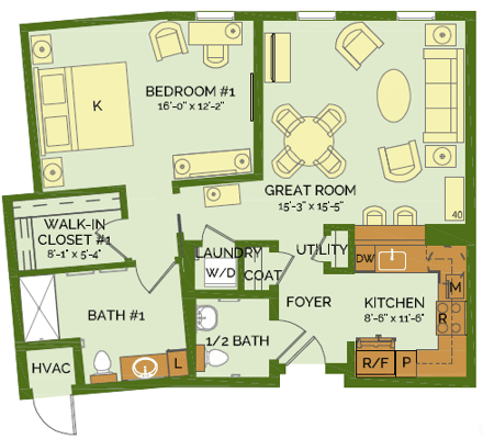 Detailed architectural floor plan of a residential unit