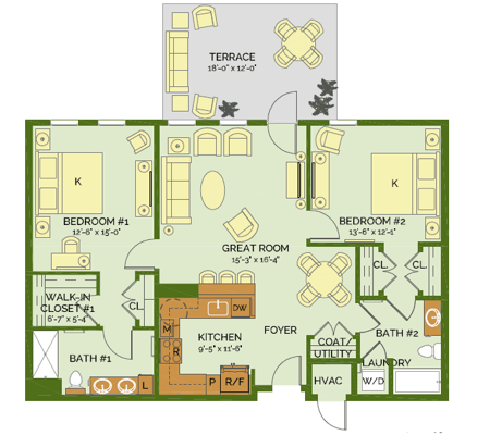 Architectural floor plan layout of a residential unit