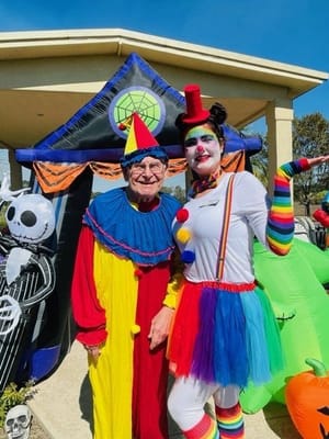 Residents in costume during a festive outdoor event