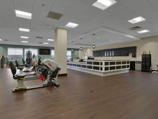Interior view of a fitness area with exercise equipment