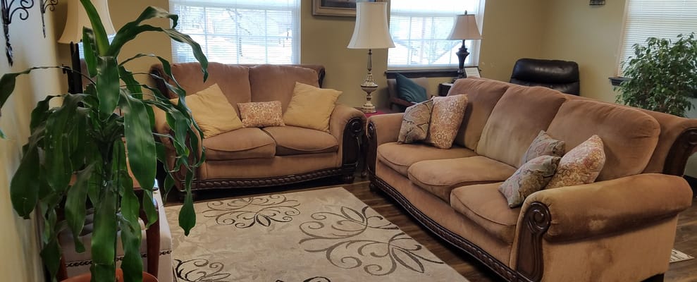 Cozy seating area in the facility's common room