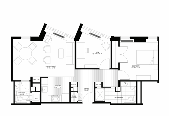 Architectural floor plan of a residential unit