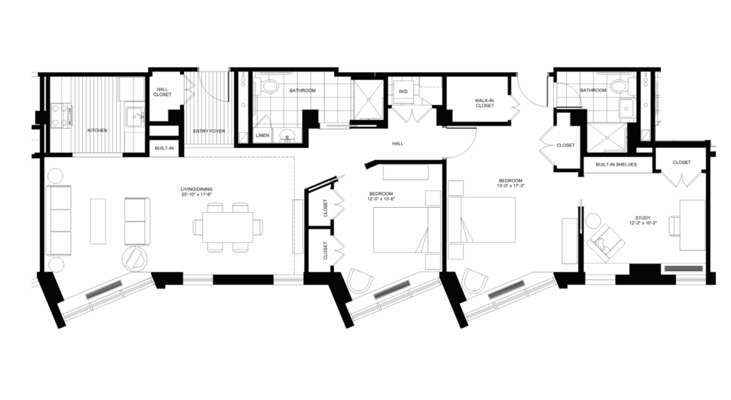 Architectural floor plan of a residence