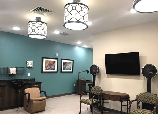 Interior view of a relaxation area with modern furnishings