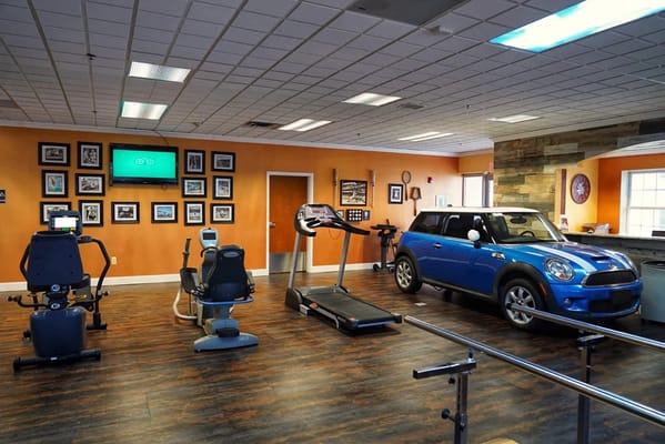 Interior view of a fitness area with exercise equipment
