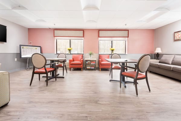 Bright common area with comfortable seating