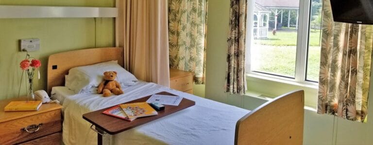 Cozy resident room with a teddy bear and decorations