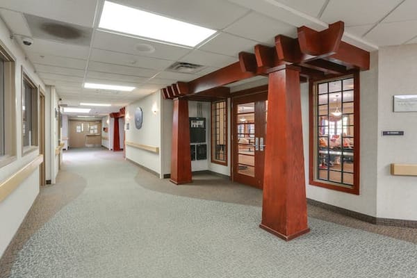 Interior hallway in a senior living facility