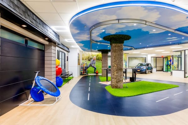 Bright interior space with playful design elements