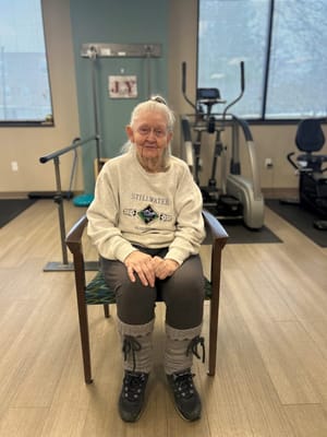 Elderly resident in a gym setting