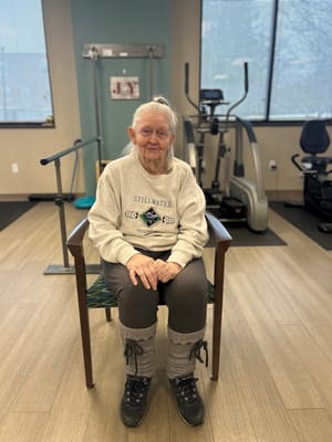 Elderly resident in a gym setting