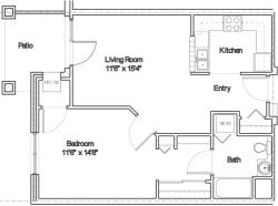 Architectural floor plan of a living space