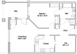 Architectural floor plan of a residential unit