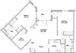 Architectural floor plan of a resident unit
