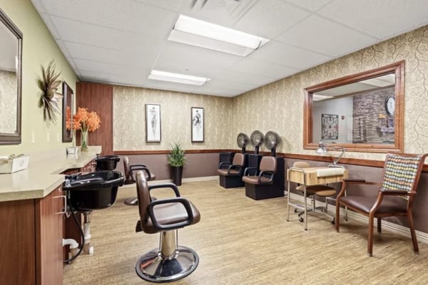 Interior view of a beauty salon for residents
