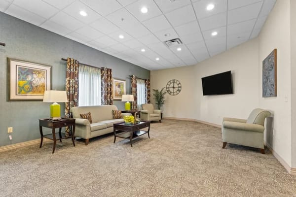 Common area with comfortable seating and artwork