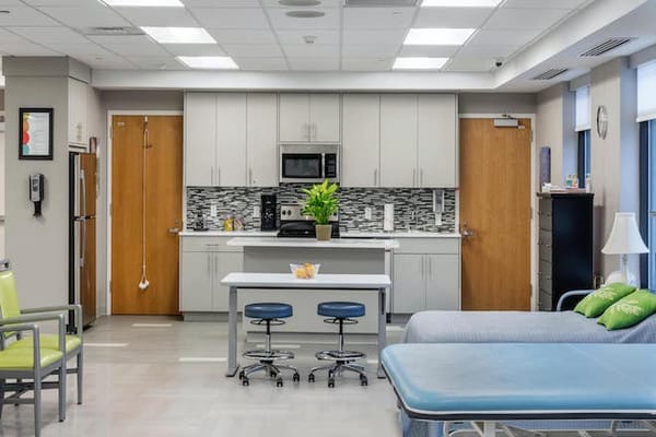 Bright and modern shared living space with kitchen