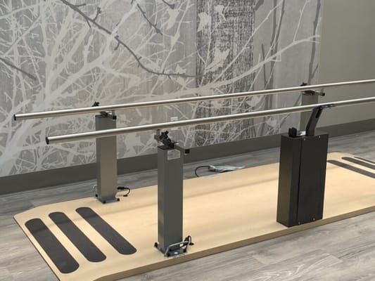 Physical therapy equipment in a well-lit room