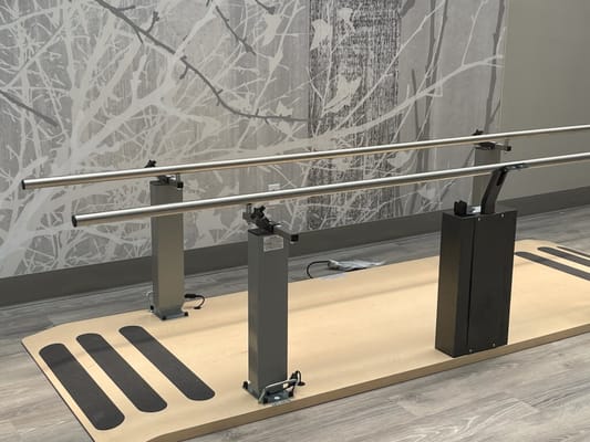 Physical therapy equipment in a well-lit room