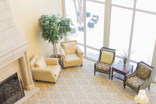 Comfortable seating area in a senior living facility