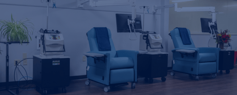 Interior healthcare seating area with treatment chairs