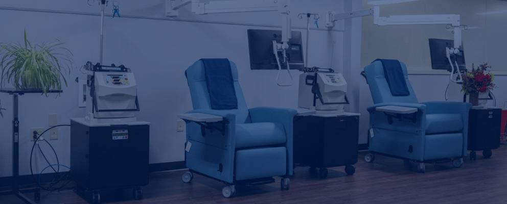 Interior healthcare seating area with treatment chairs