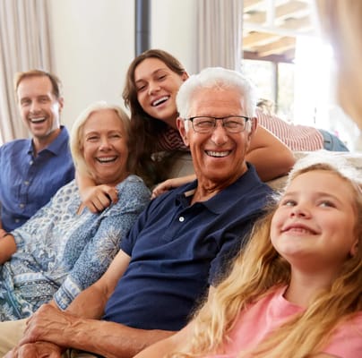Residents and family enjoying time together in a common area
