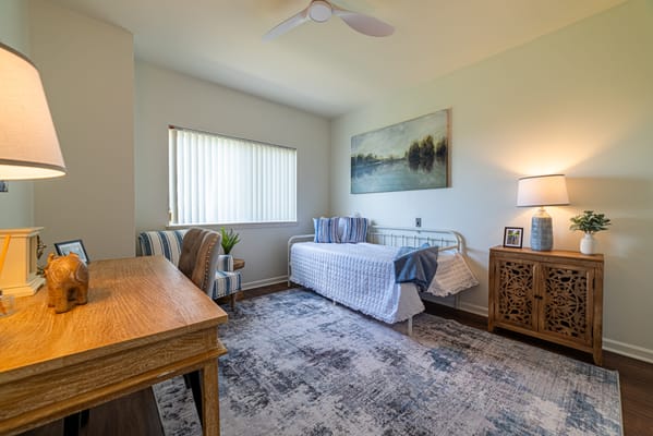 Cozy private room in a senior living facility