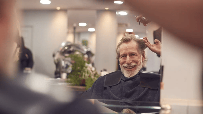 Man getting a haircut in a salon