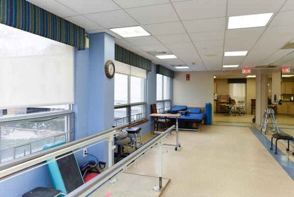 Interior view of a therapy room with equipment
