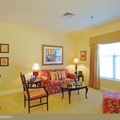 Cozy living room setup in a senior residence