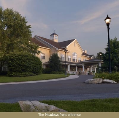 Front entrance of The Meadows assisted living facility