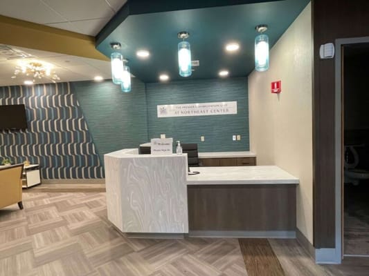 Reception area with modern design and decor