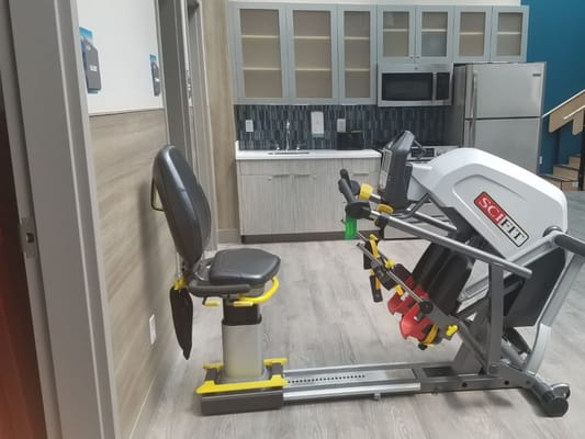 Therapeutic exercise equipment in a facility interior
