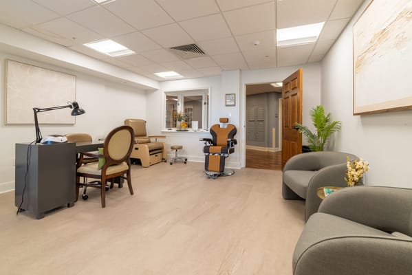 Interior view of a therapy room with equipment
