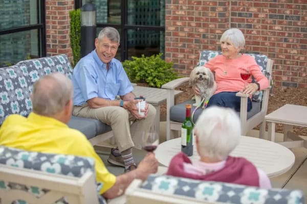 Residents enjoying time together in an outdoor area