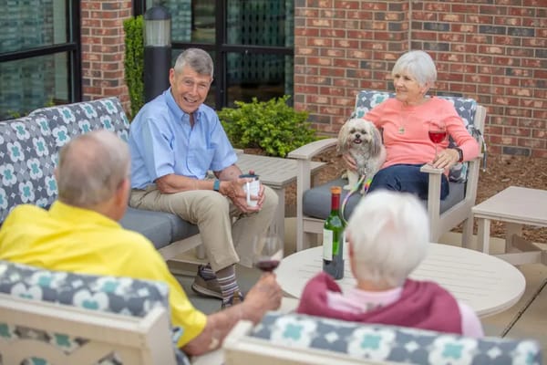 Residents enjoying time together in an outdoor area