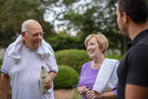 Residents and staff enjoying an outdoor activity