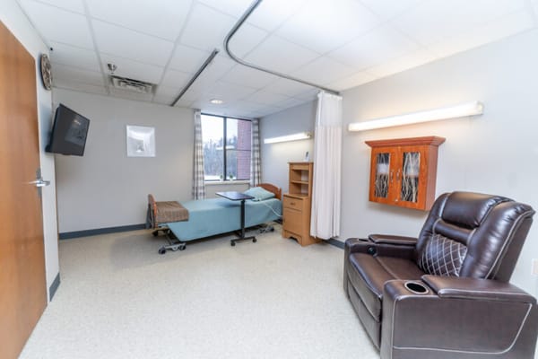 Bright interior of a private resident room
