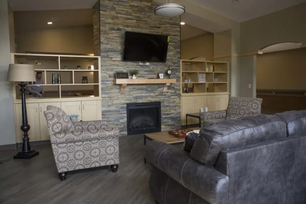 Seating area in a cozy common room