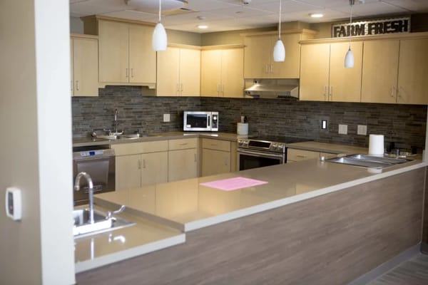 Modern kitchen in a senior living facility