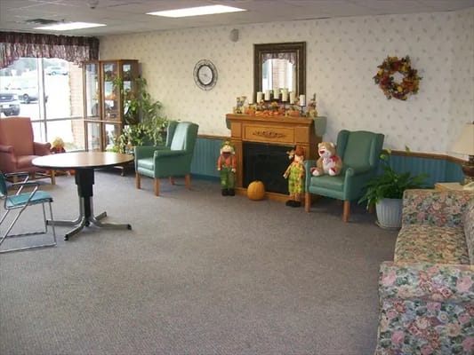 Common area with seating and decorations
