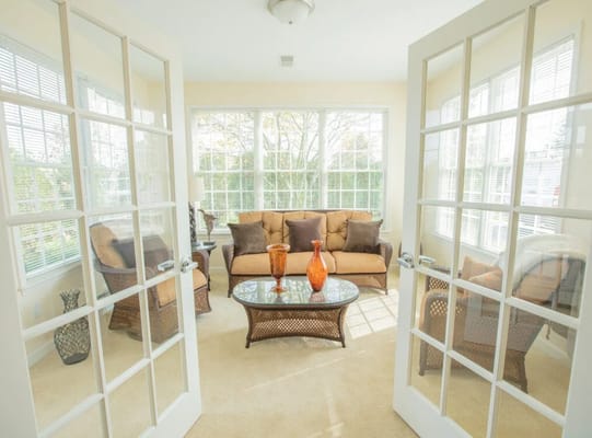 Bright common area with comfortable seating