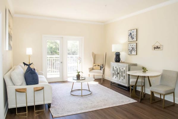 Bright, inviting living space in a senior facility