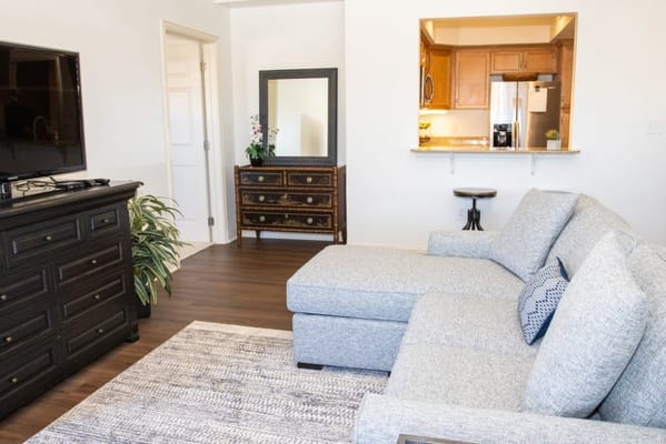 Cozy living room with a couch and decor